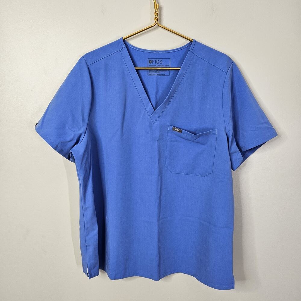 Figs Catarina One-Pocket Scrub Top Womens Blue Technical Collection Size XXL